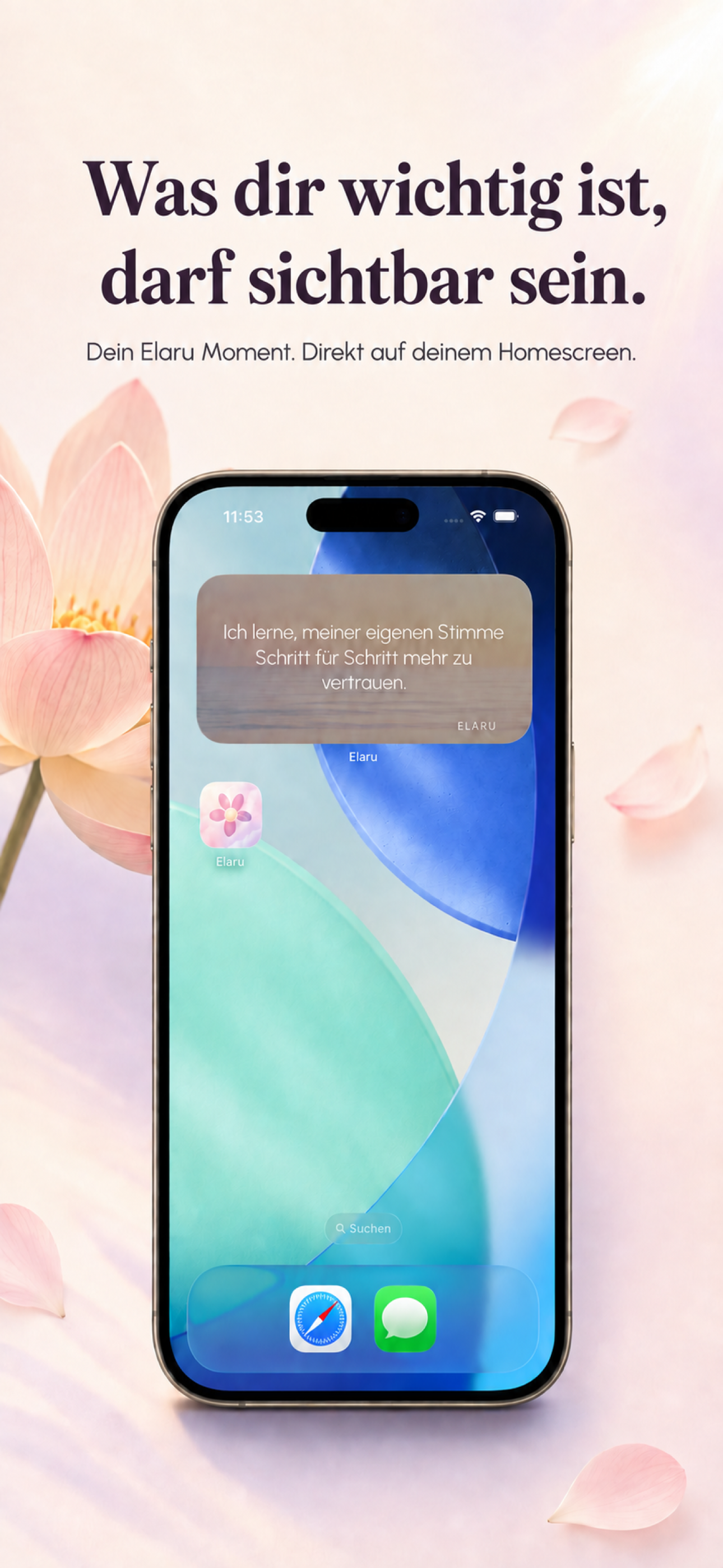 Elaru Widget auf dem iPhone Homescreen